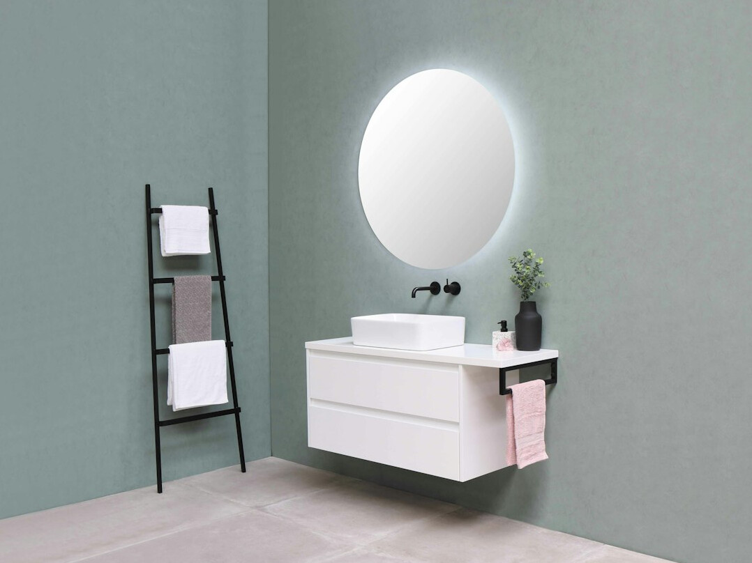 organized bathroom shelves
